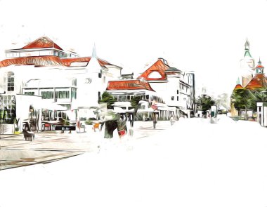 Sopot sanat çiziminde kare ve gezinti mimari dönüm noktası