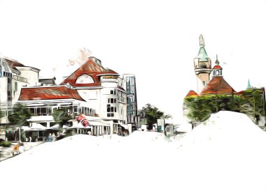 Sopot sanat çiziminde kare ve gezinti mimari dönüm noktası