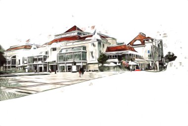 Sopot sanat çiziminde kare ve gezinti mimari dönüm noktası