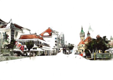 Sopot sanat çiziminde kare ve gezinti mimari dönüm noktası