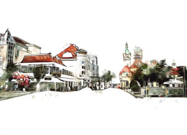 Sopot sanat çiziminde kare ve gezinti mimari dönüm noktası