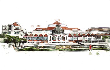 Sopot sanat çiziminde kare ve gezinti mimari dönüm noktası