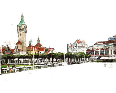 Sopot sanat çiziminde kare ve gezinti mimari dönüm noktası