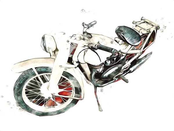 Gammal Militär Motorcykel Isolerad Vit Bakgrund Sedan Andra Världskriget — Stockfoto