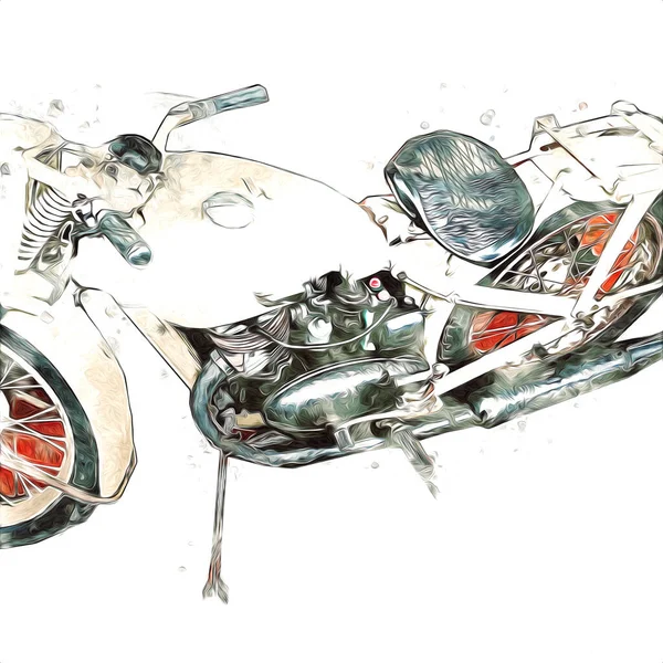 Старый Военный Мотоцикл Изолированном Белом Фоне Времен Второй Мировой Войны — стоковое фото