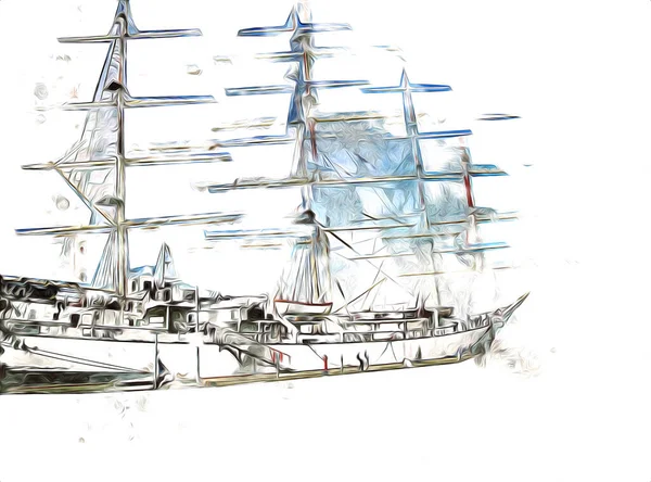 Antieke Boot Zee Motief Tekening Handgemaakte Illustratie Kunst Vintage Tekening — Stockfoto