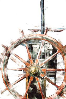 Macera seyahatinin, turizmin, açık havanın sembolü. El çizimi retro direksiyon çizimi