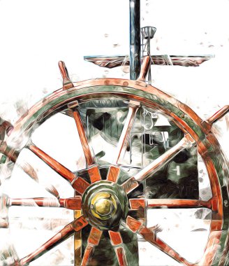 Macera seyahatinin, turizmin, açık havanın sembolü. El çizimi retro direksiyon çizimi