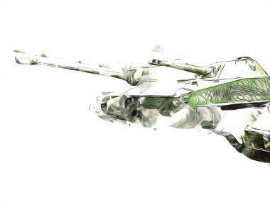 Vintage tank izole çizim sanat illüstrasyonu