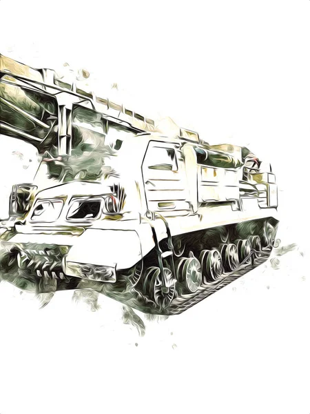 Vintage Tank Isolated Drawing Sketch Art Illustration — Stock Photo, Image