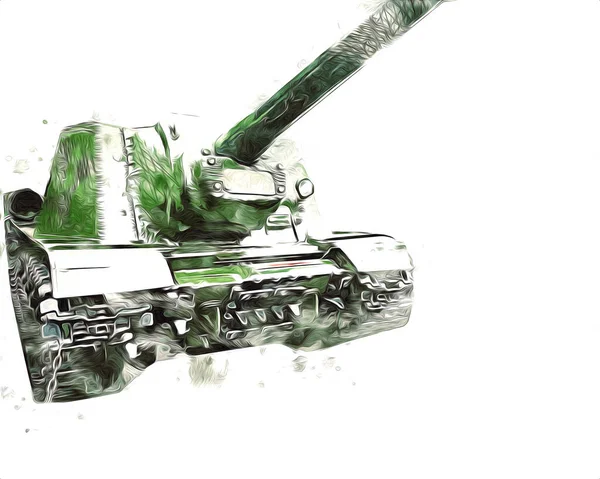 Vintage Tank Geïsoleerde Tekening Schets Kunst Illustratie — Stockfoto