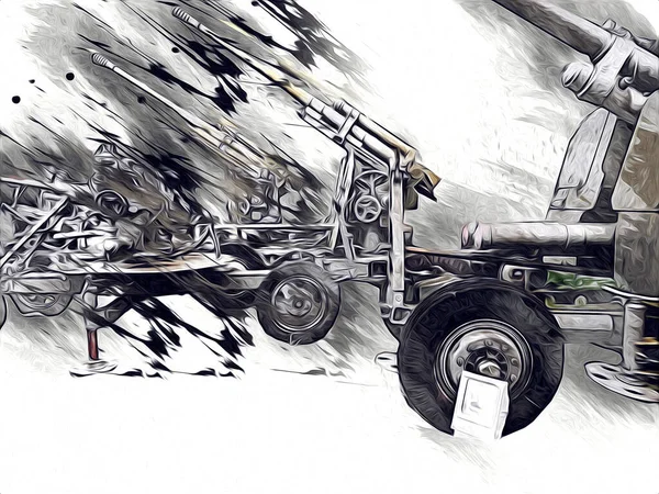 Aircraft Gun Art Illustration Military Drawing Sketch — 스톡 사진