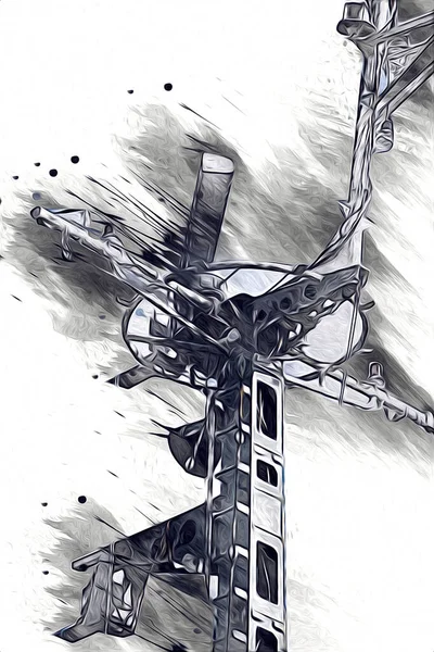 Sorveglianza Aerea Radar Militare Nave Della Marina Illustrazione Arte Disegno — Foto Stock