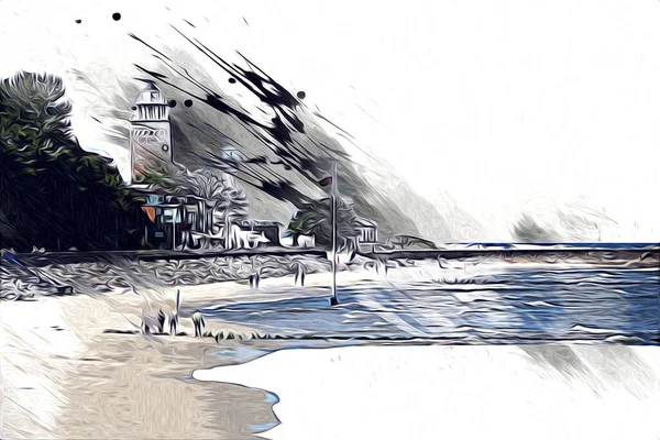 白い砂と美しいビーチ 夏休みのアートイラストのための自然な背景 — ストック写真