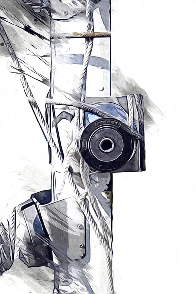 Yelkenli tekneler marina sanat illüstrasyonuna yerleştirildi.