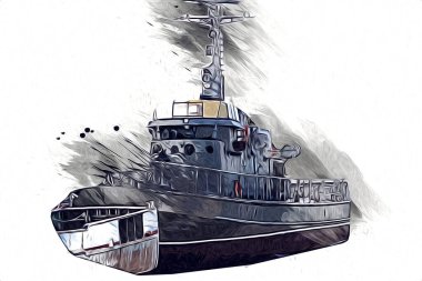 Askeri gemi, Atlantik Denizi 'nin engebeli çizimlerinden geçiyor.