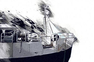 Askeri gemi, Atlantik Denizi 'nin engebeli çizimlerinden geçiyor.