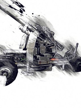 Savaş alanı topu askeri sanat çizimi çizimi