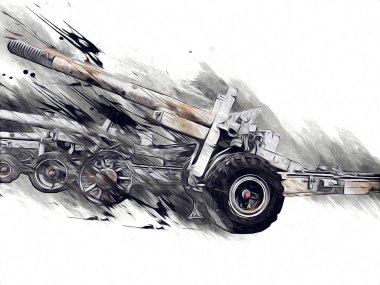 Savaş alanı topu askeri sanat çizimi çizimi