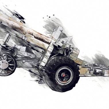 Savaş alanı topu askeri sanat çizimi çizimi