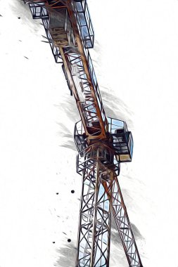 Şantiye iskelesi, klasik resim çizimi olan bir inşaat alanı.