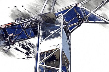 Şantiye iskelesi, klasik resim çizimi olan bir inşaat alanı.