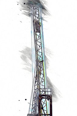 Şantiye iskelesi, klasik resim çizimi olan bir inşaat alanı.