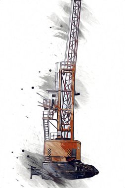 Şantiye iskelesi, klasik resim çizimi olan bir inşaat alanı.