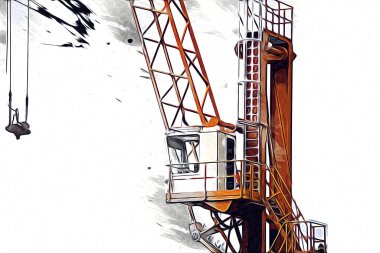 Şantiye iskelesi, klasik resim çizimi olan bir inşaat alanı.