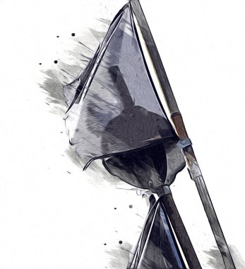 Rüzgarda dalgalanan renkli deniz yelkenli bayrakları sanat eseri çizimleri