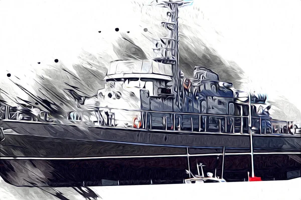 Askeri gemi, Atlantik Denizi 'nin engebeli çizimlerinden geçiyor.