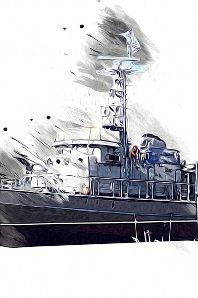 Askeri gemi, Atlantik Denizi 'nin engebeli çizimlerinden geçiyor.