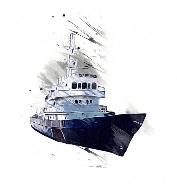 Yelkenli tekneler rıhtıma, liman sanatı illüstrasyonları klasik