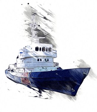 Yelkenli tekneler rıhtıma, liman sanatı illüstrasyonları klasik