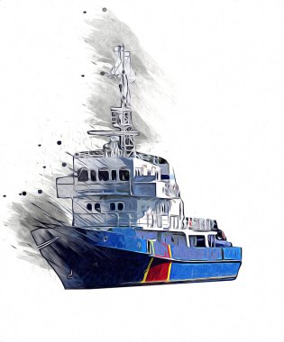 Yelkenli tekneler rıhtıma, liman sanatı illüstrasyonları klasik