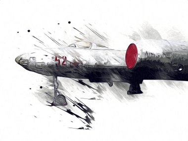 Amerikan savaş uçağı resim sanatı klasiği çiziyor.