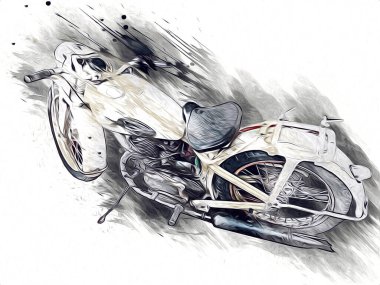 İkinci Dünya Savaşı 'ndan beri izole edilmiş beyaz bir geçmişi olan eski bir askeri motosiklet.