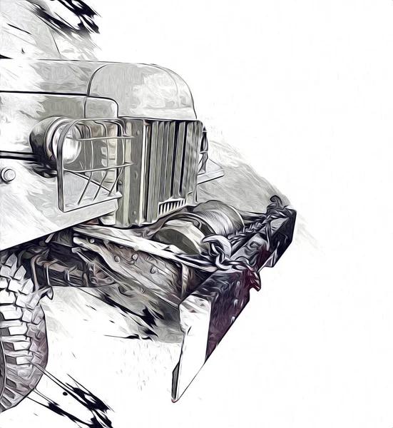 Armored Vehicle Technical Military Truck Art Illustration Isolated Sketch — Stock Photo, Image