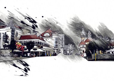 Sopot sanat çiziminde kare ve gezinti mimari dönüm noktası