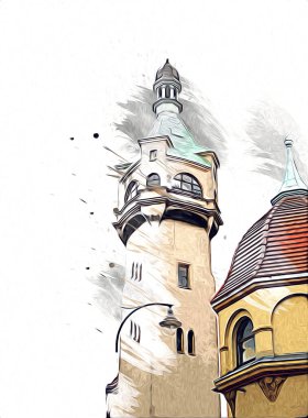 Sopot sanat çiziminde kare ve gezinti mimari dönüm noktası