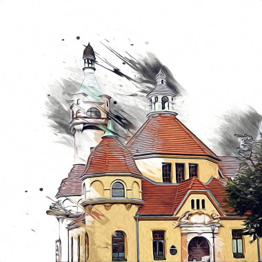 Sopot sanat çiziminde kare ve gezinti mimari dönüm noktası