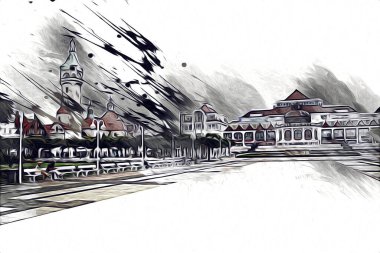 Sopot sanat çiziminde kare ve gezinti mimari dönüm noktası