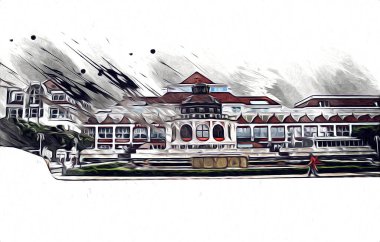 Sopot sanat çiziminde kare ve gezinti mimari dönüm noktası