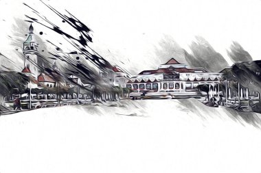 Sopot sanat çiziminde kare ve gezinti mimari dönüm noktası