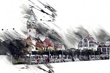 Sopot sanat çiziminde kare ve gezinti mimari dönüm noktası