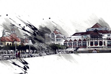 Sopot sanat çiziminde kare ve gezinti mimari dönüm noktası