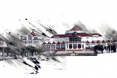 Sopot sanat çiziminde kare ve gezinti mimari dönüm noktası