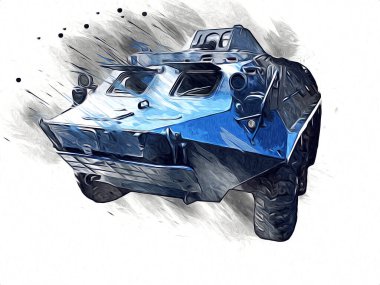 Vintage tank izole çizim sanat illüstrasyonu