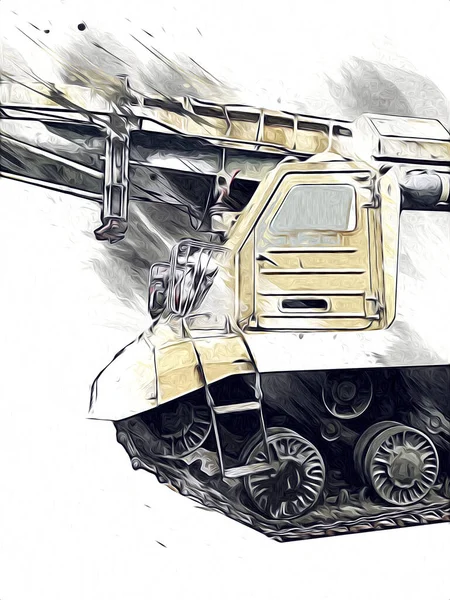 Vintage Tank Geïsoleerde Tekening Schets Kunst Illustratie — Stockfoto