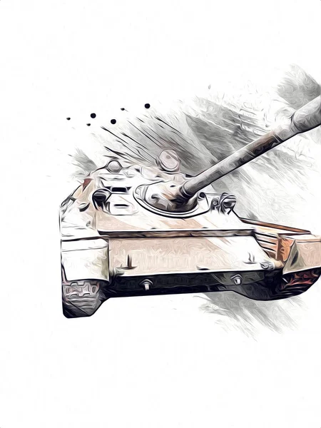 Vintage Tank Isolated Drawing Sketch Art Illustration — Stock Photo, Image